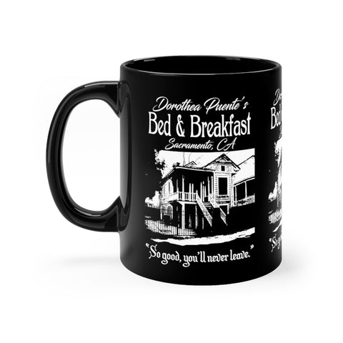 Dorothea Puente Bed & Breakfast - Sacramento Serial Killer - Black coffee mug 11oz