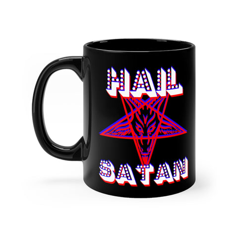 Retro Hail Satan black coffee mug 11oz