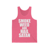 Smoke Weed and Hail Satan Unisex Jersey Tank - lefthandcraft