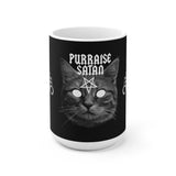 Purraise Satan - White Ceramic Coffee Mug - lefthandcraft