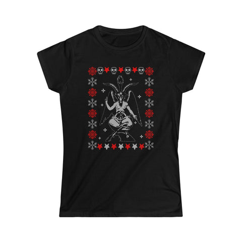 Baphomet Ugly Christmas Sweater Style Women's Softstyle Tee
