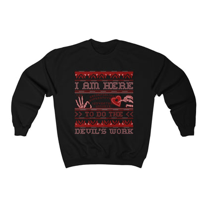 Devil's Work - Ugly Holiday Sweater Style Unisex Heavy Blend™ Crewneck Sweatshirt