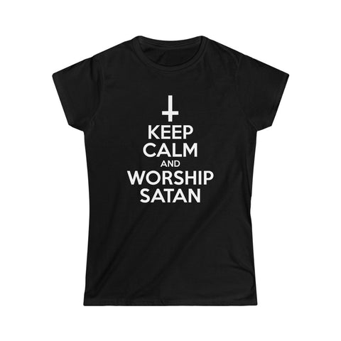 Keep Calm and Worship Satan Women's Softstyle Tee