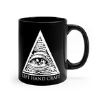 All Seeing Eye Left Hand Craft Illuminati black coffee mug 11oz
